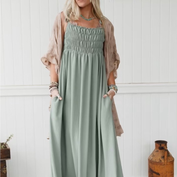 NWT Three Bird Nest Sage Maxi Dress - Picture 1 of 10
